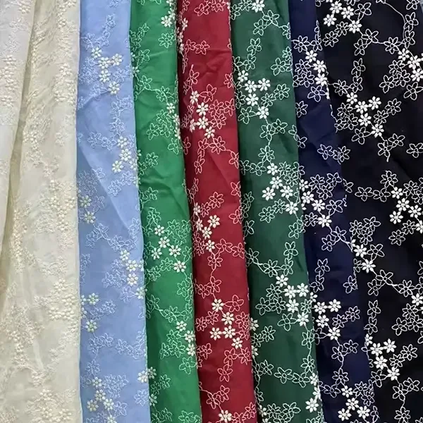 Custom Embroidered Cotton Lace Eyelet Fabric Custom Embroidered Cotton Lace Eyelet Fabric