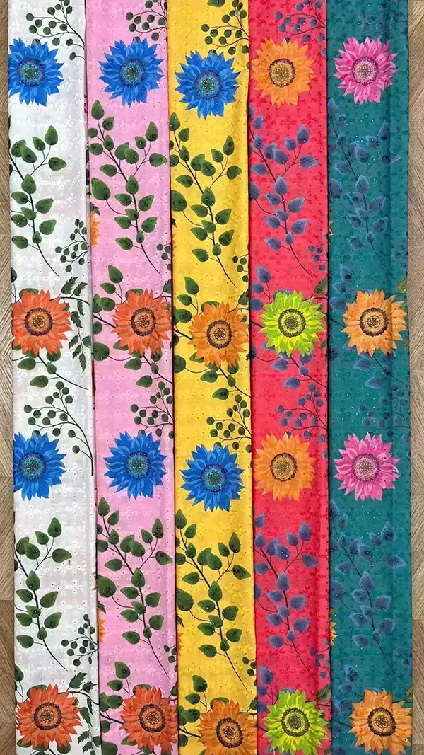 Custom Embroidered Cotton Lace Eyelet Fabric Custom Embroidered Cotton Lace Eyelet Fabric