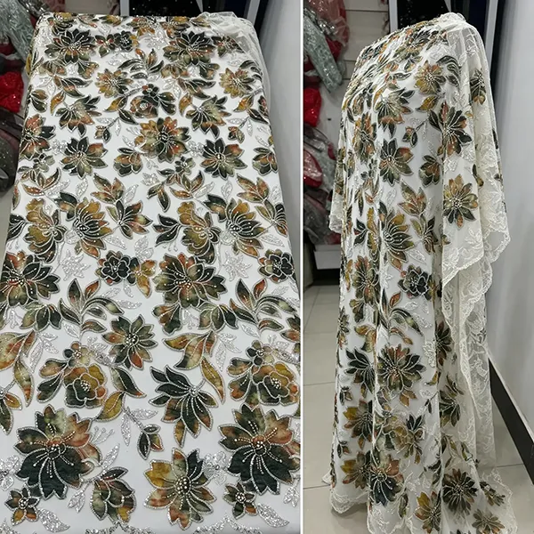 Vintage Multi Color Embroidery Mesh Lace Fabric For Dresses Vintage Multi Color Embroidery Mesh Lace Fabric For Dresses