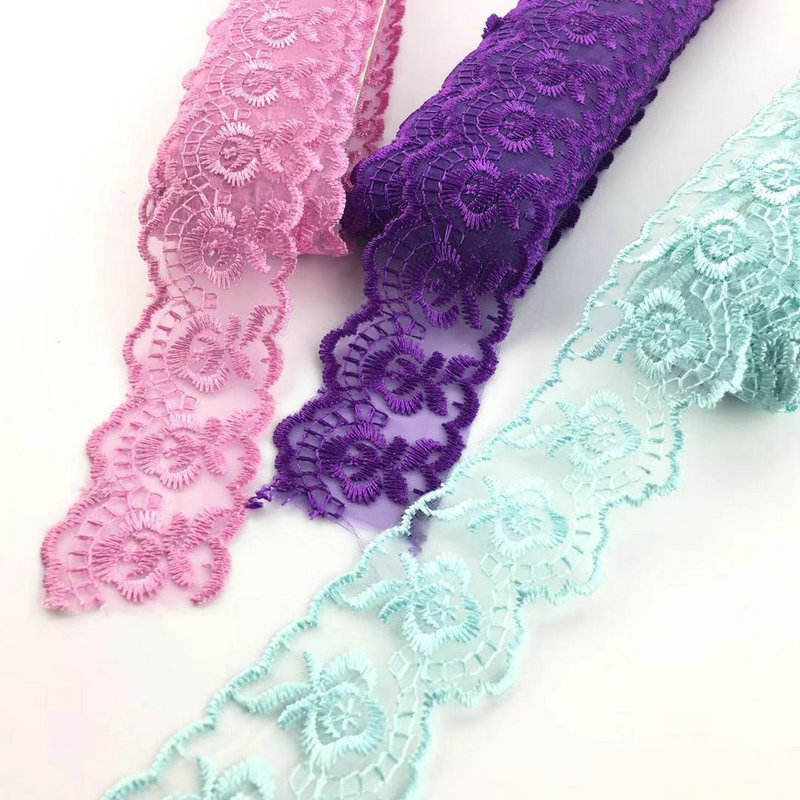 Klassisches Design Multi -Farben Organza Spitzenverkleidung Stickerei Organza Spitzen Großhandel