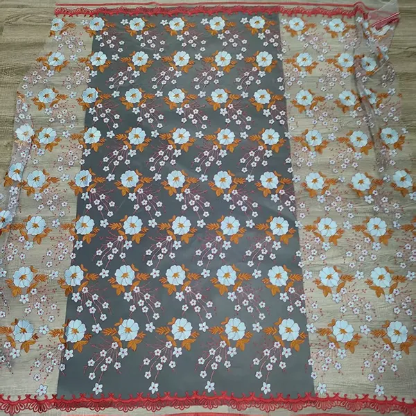 Vintage mehrfarbiger Stickerei-Mesh-Spitzenstoff für Kleider